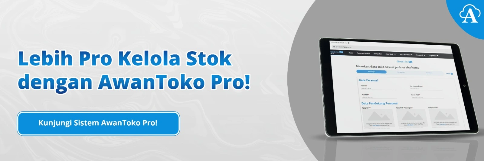 Banner layanan digitalisasi sistem opersional untuk grosir sembako